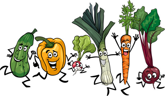 illustration de dessin anime de legumes courir