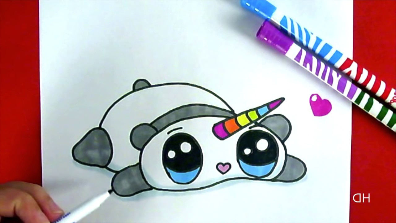 kiwi dessin ment dessiner un panda kawaii licorne
