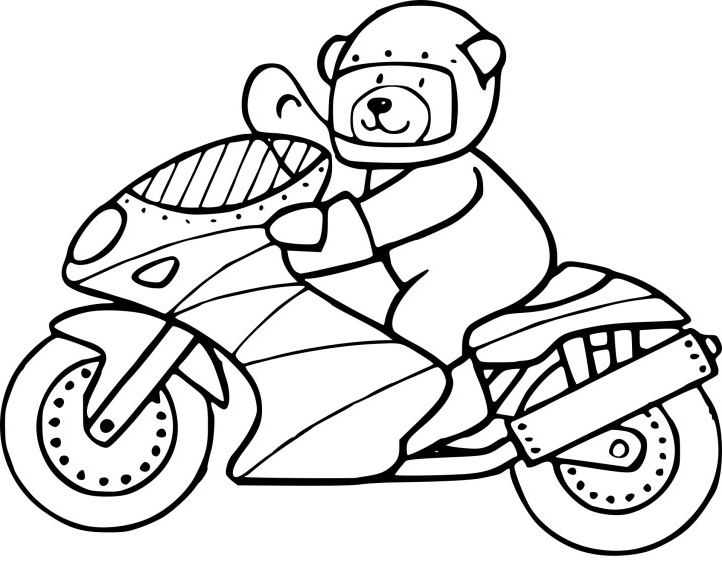 coloriage ours en moto
