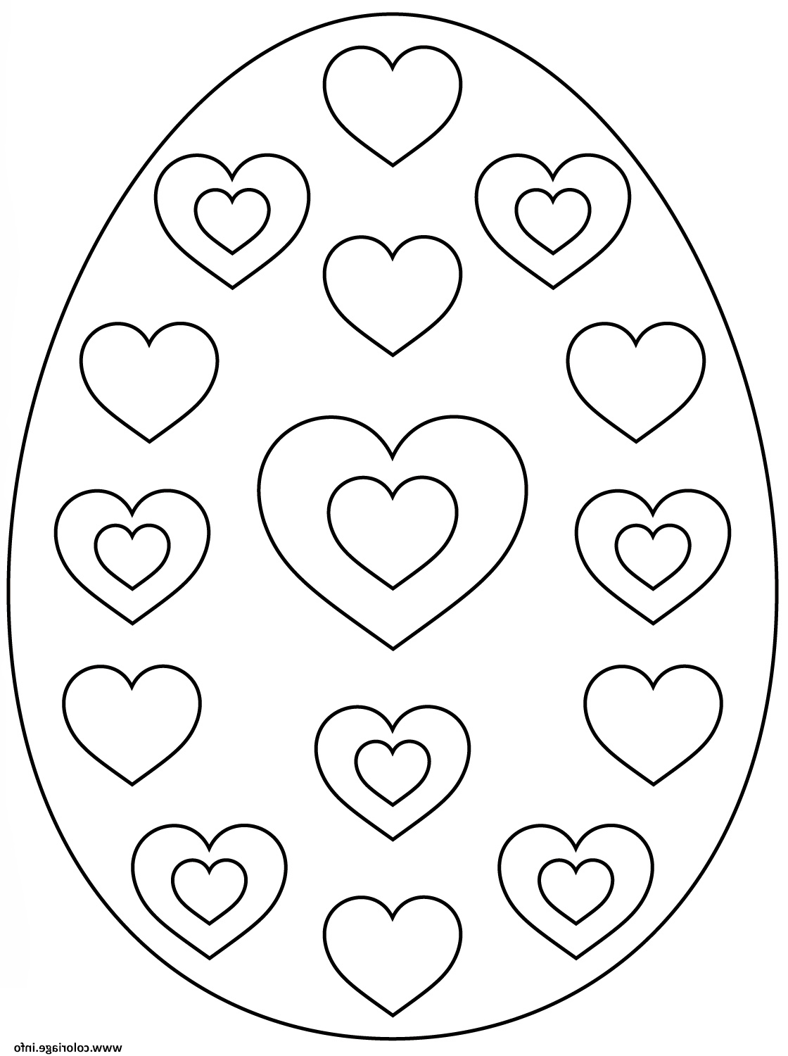 oeuf de paques avec hearts coloriage dessin