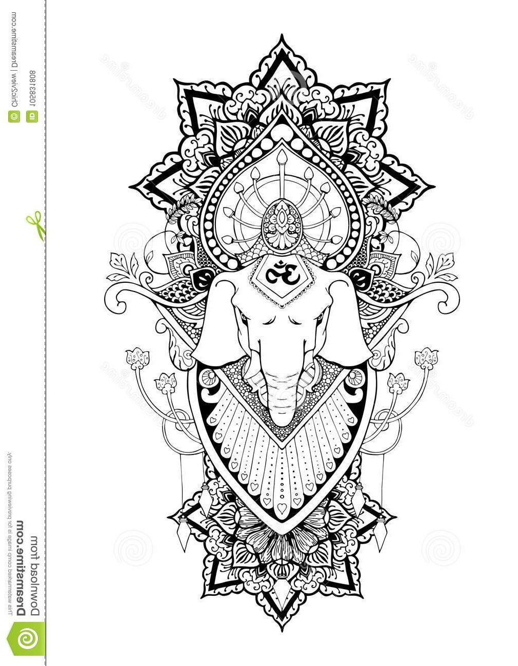 tatuaggio orientale dell illustrazione del disegno della mandala di ganesha siluetta image