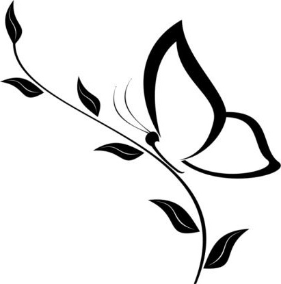 motif profil papillon sur une fleur pour tattoo feminin