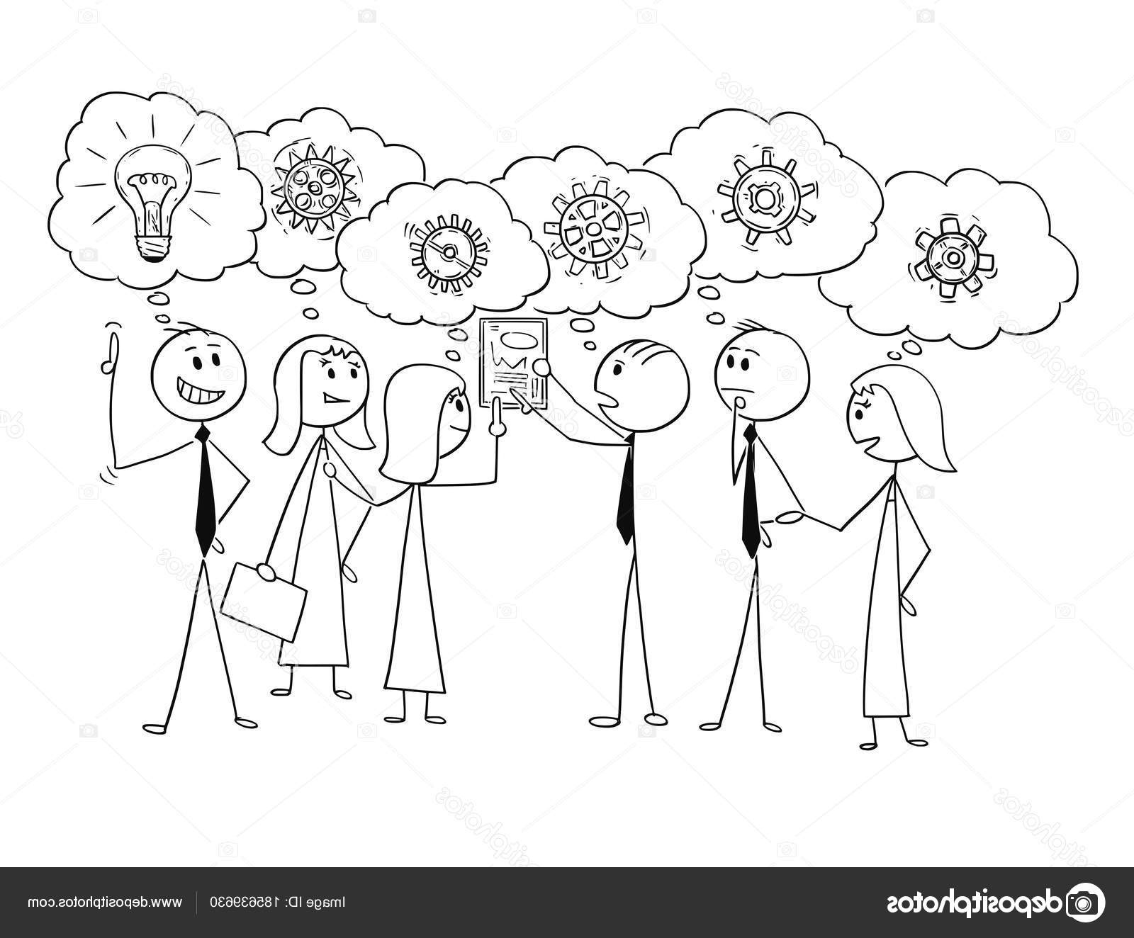 stock illustration cartoon of business team working
