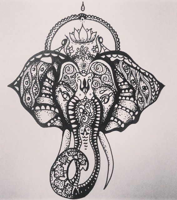 dessin tatouage elephant inspiration mandala pic