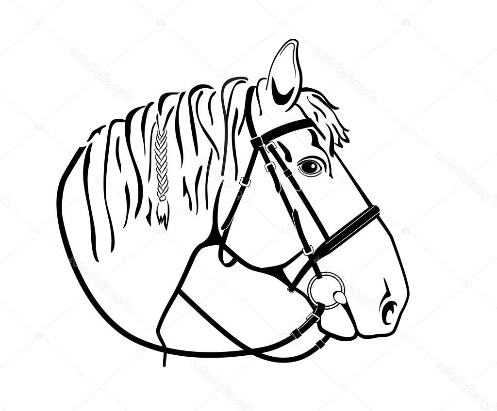 stock illustration horse head in harness black
