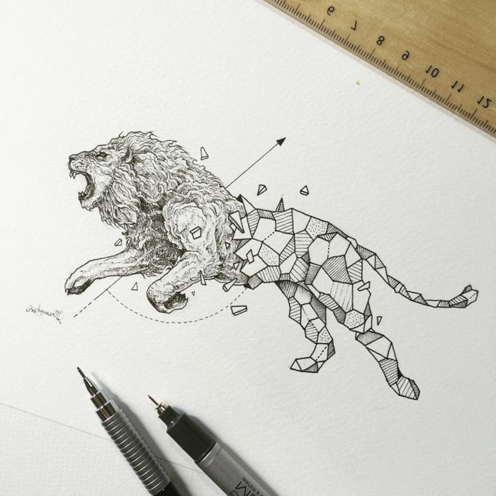 le tatouage lion dessin de peau