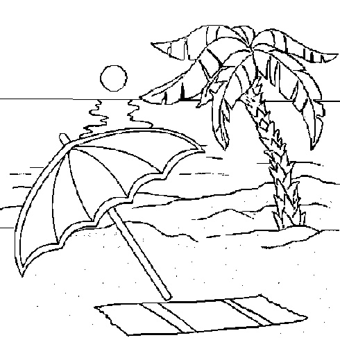 dessin vacances ete plage parasol