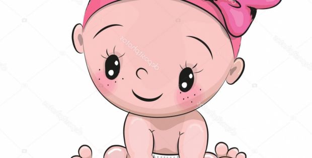 Dessins BÃ©bÃ© Beau Stock Fille De Dessin AnimÃ© Mignon BÃ©bÃ©