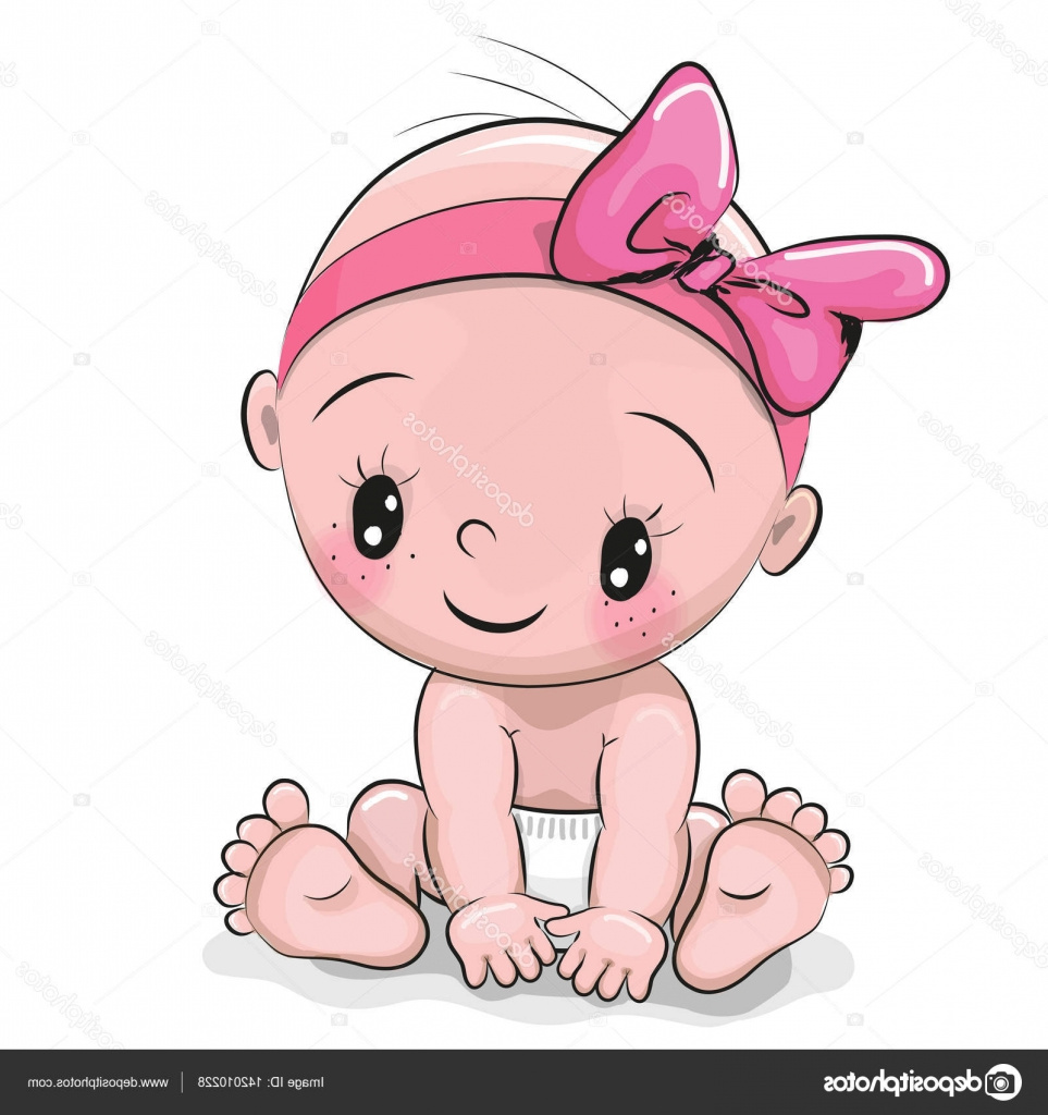 stock illustration cute cartoon baby girl