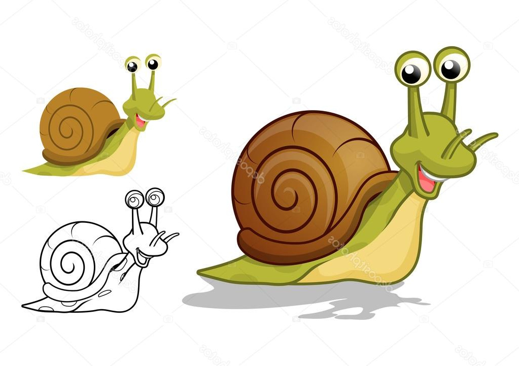 stock illustration detailed snail cartoon character with