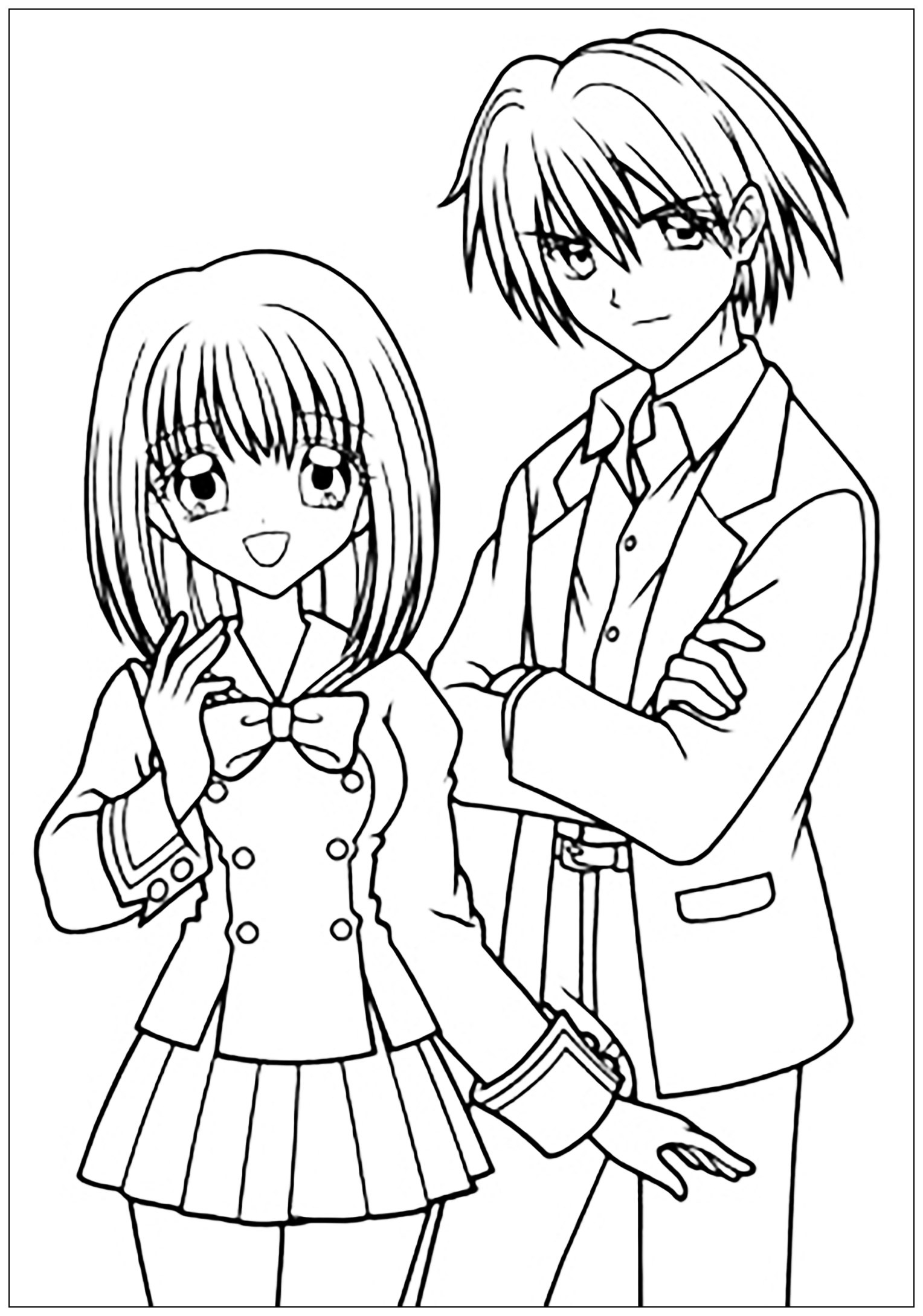 mangas image=mangas coloriage garcon et fille manga tenue scolaire 1