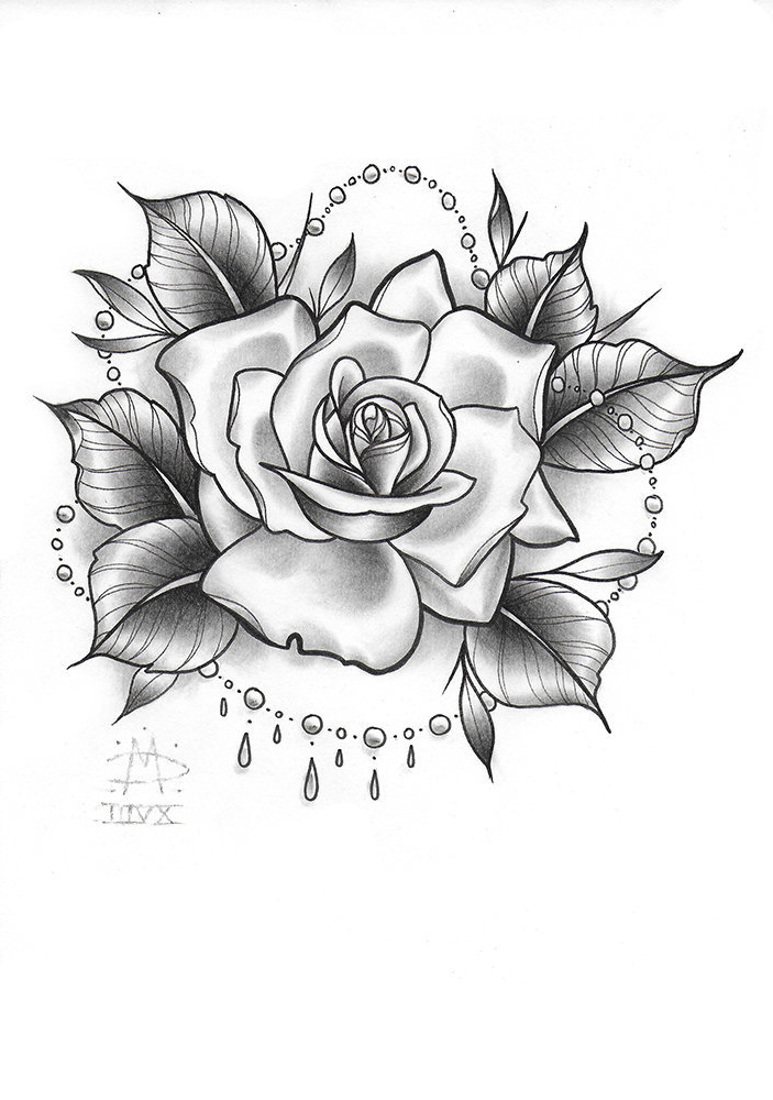 dessin de tatouage rose original