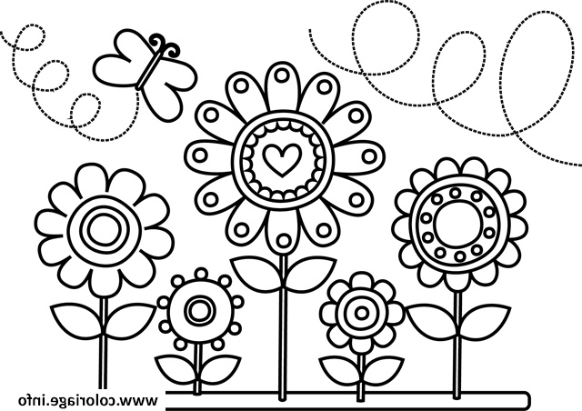 fleurs et papillons coloriage dessin