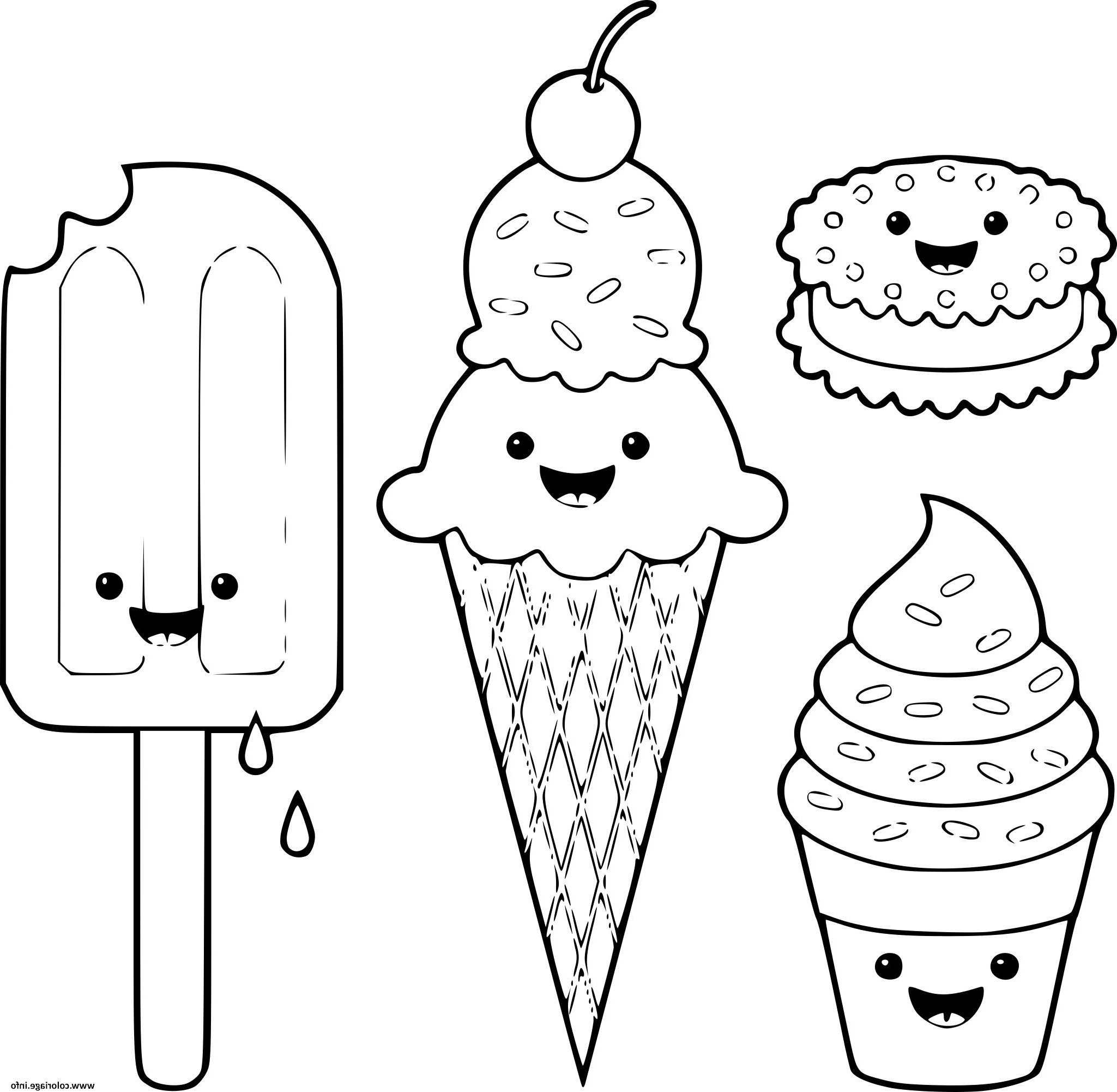 kawaii food glace coloriage dessin
