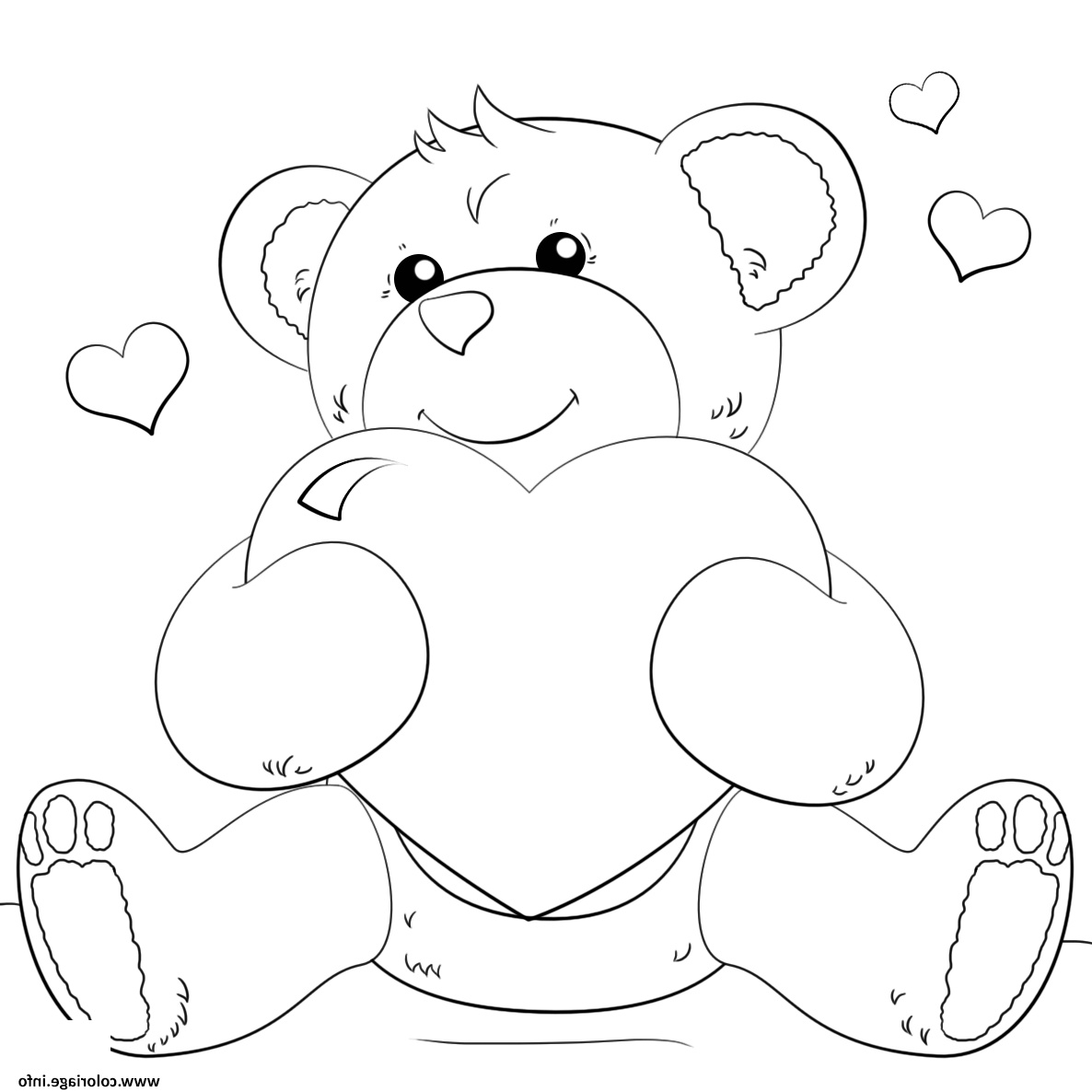 ourson teddy avec un gros coeur coloriage dessin