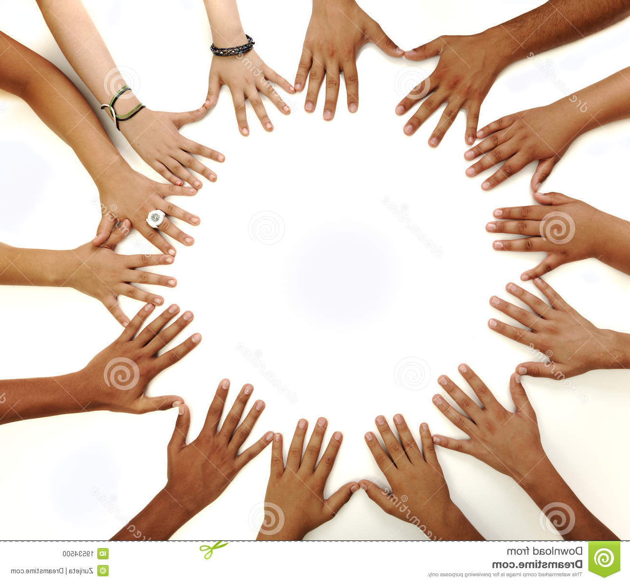 stock photo conceptual symbol multiracial children hands image