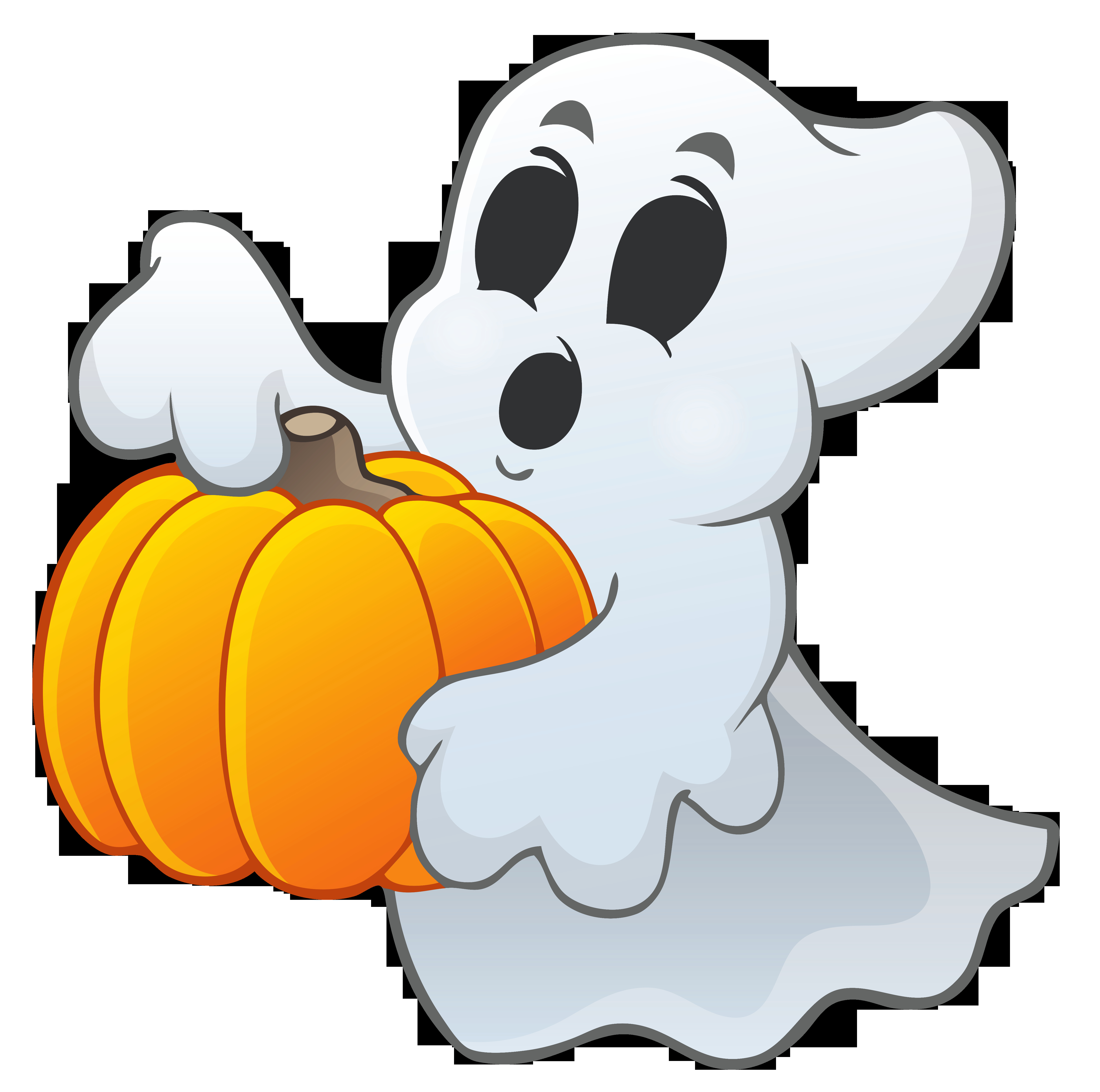 Halloween Ghost with Pumpkin PNG Picture