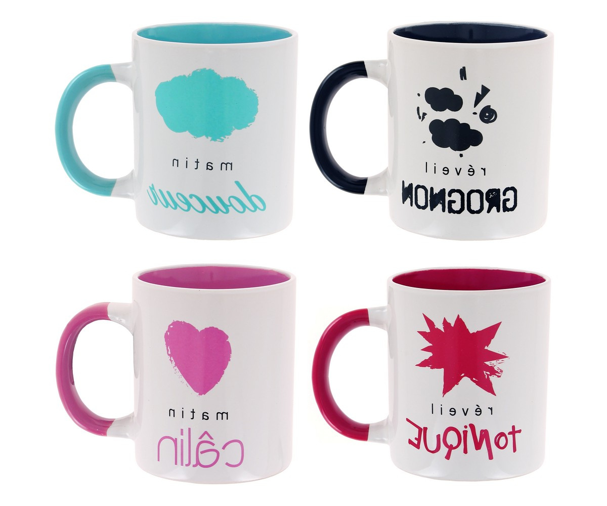 lot collection 4 mugs tasse a cafe humeur mots humour design fun