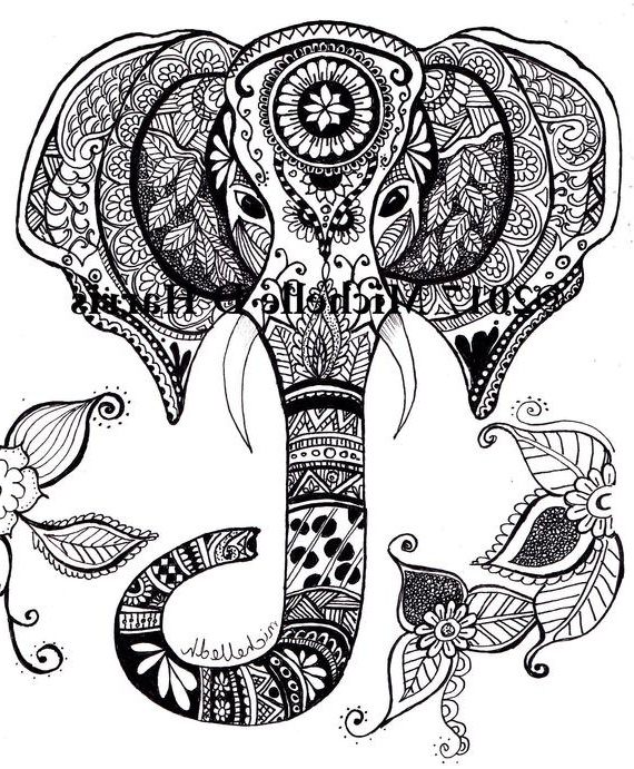 zentangle elephant print mandala