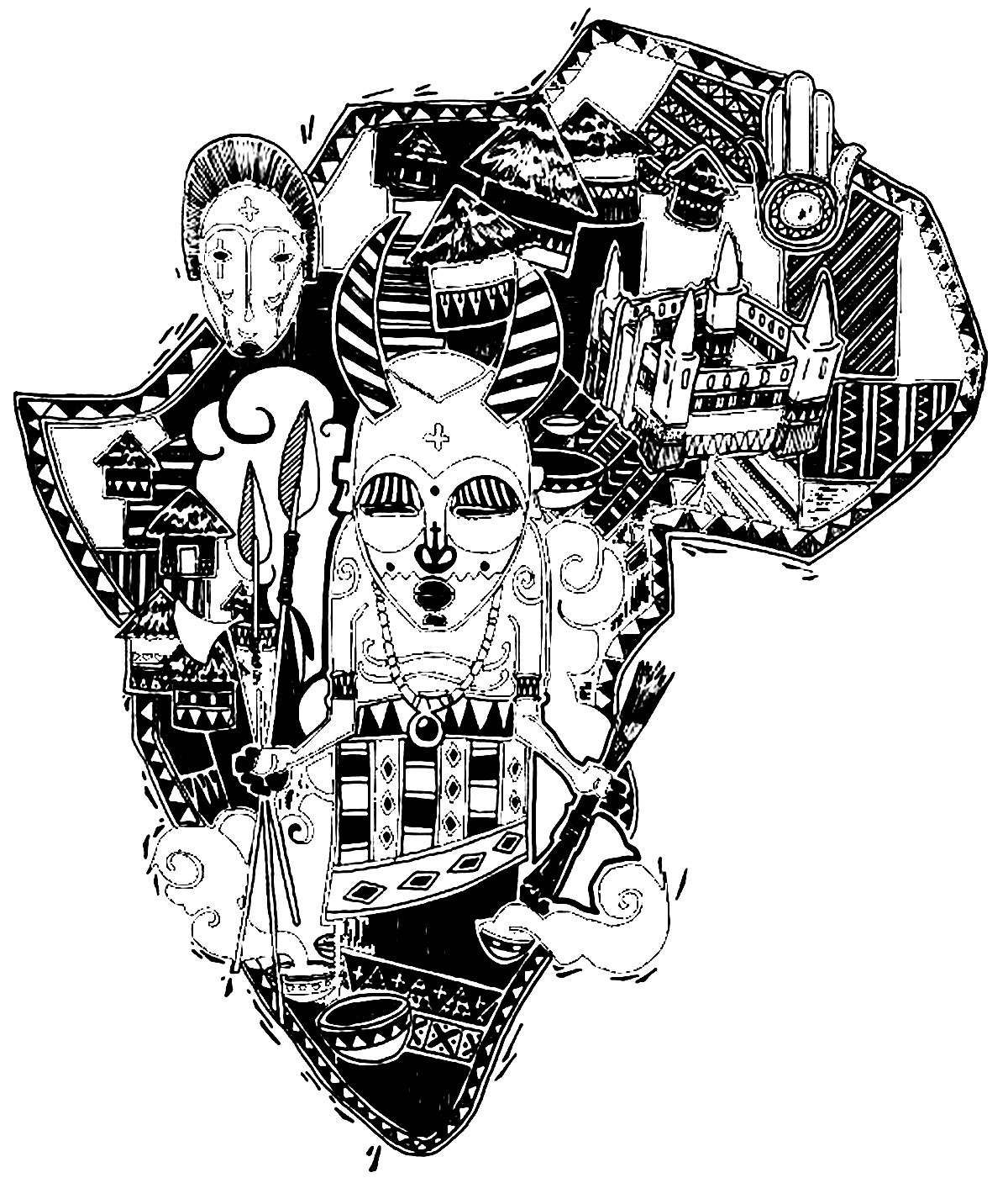 image=afrique coloriage afrique carte symboles 1