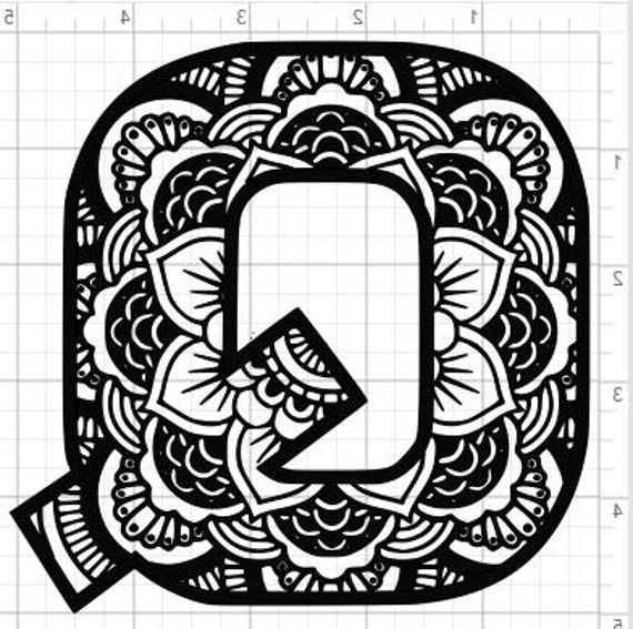 mandala alphabet letter q design svg pdf