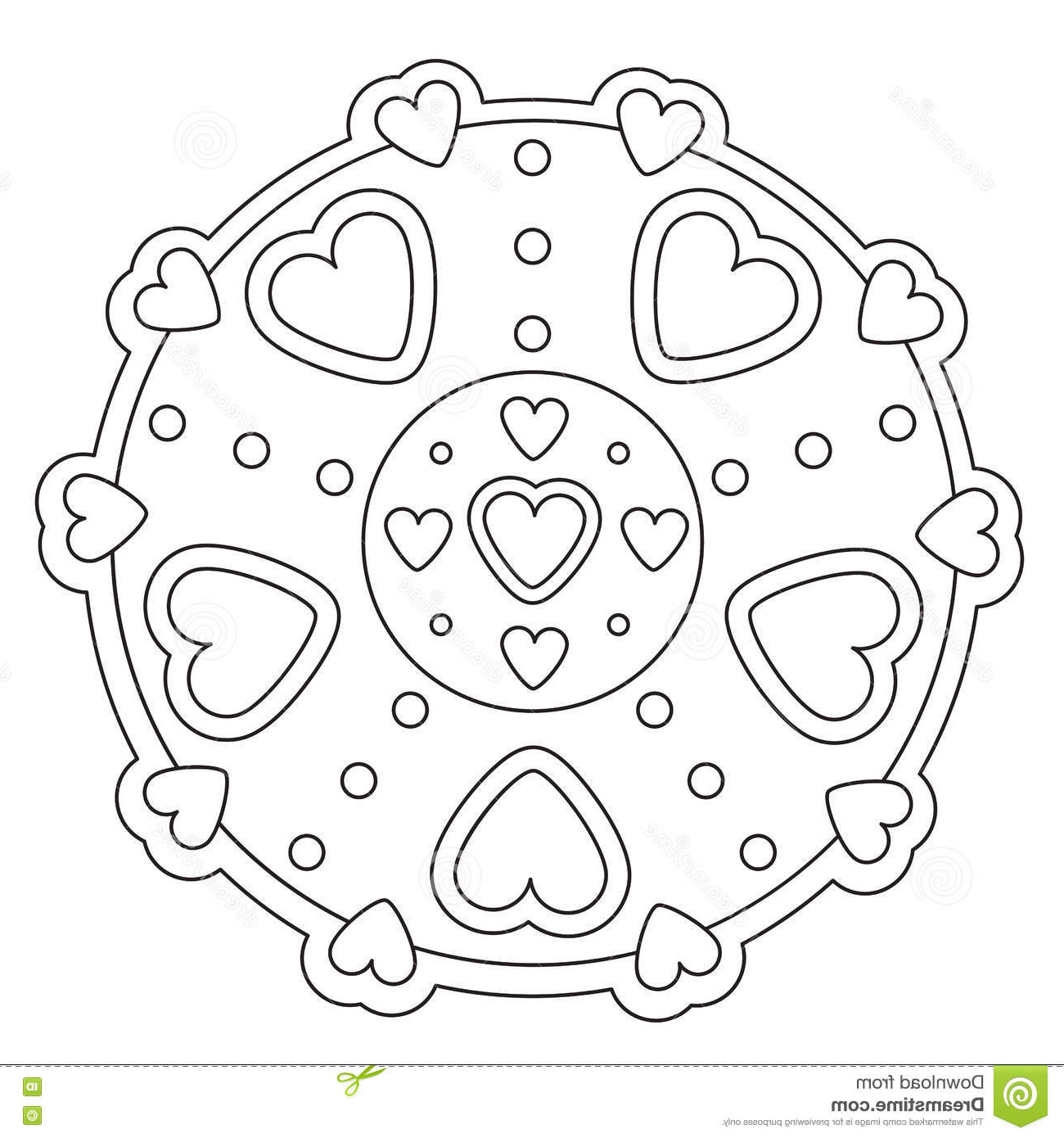 illustration stock mandala simple de coloration de coeur image