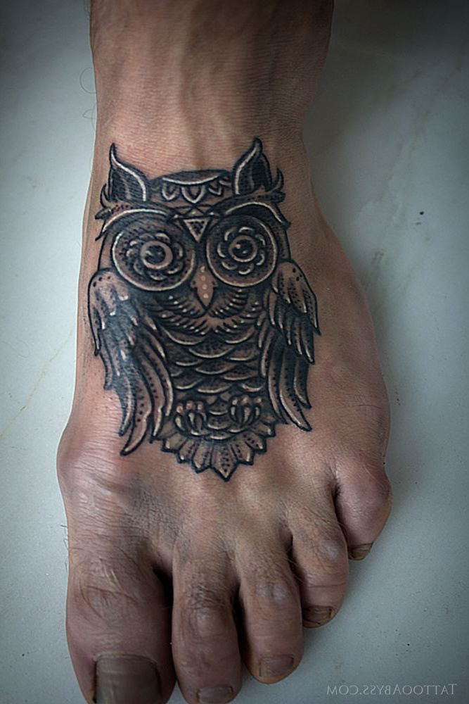 mandala owl wolf foot tattoo