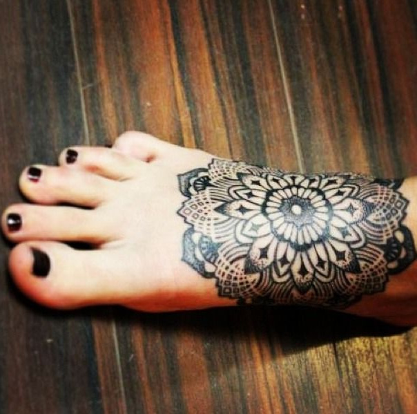 mandala foot tattoo