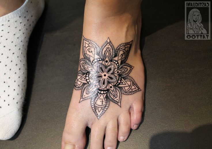 mandala foot tattoo