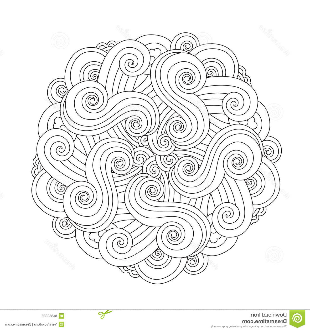 illustration stock mandala graphique avec des vagues et des curles élément de mer zentangle inspiré le style image