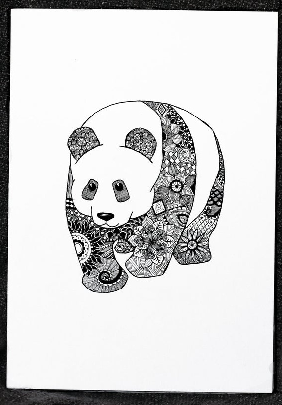 mandala panda original painting