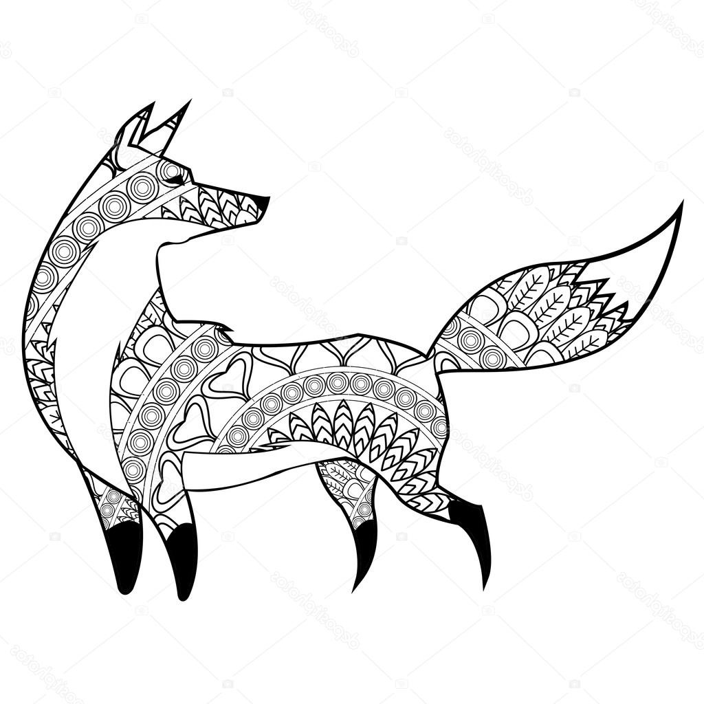 stock illustration fox mandala icon
