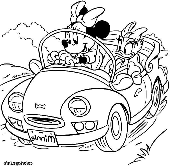 daisy et minnie en voiture coloriage 7826