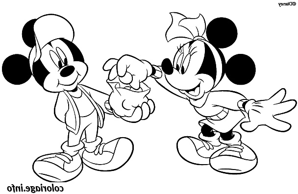 mickey offre des bonbons a minnie coloriage 7807