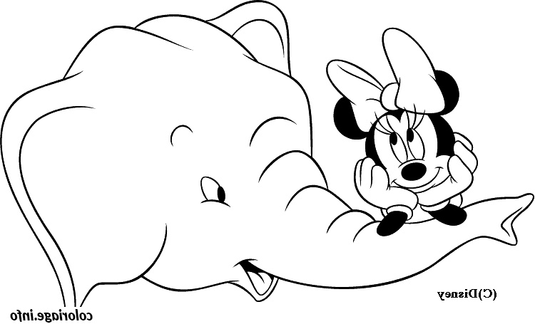 minnie avec un elephant coloriage dessin 7829