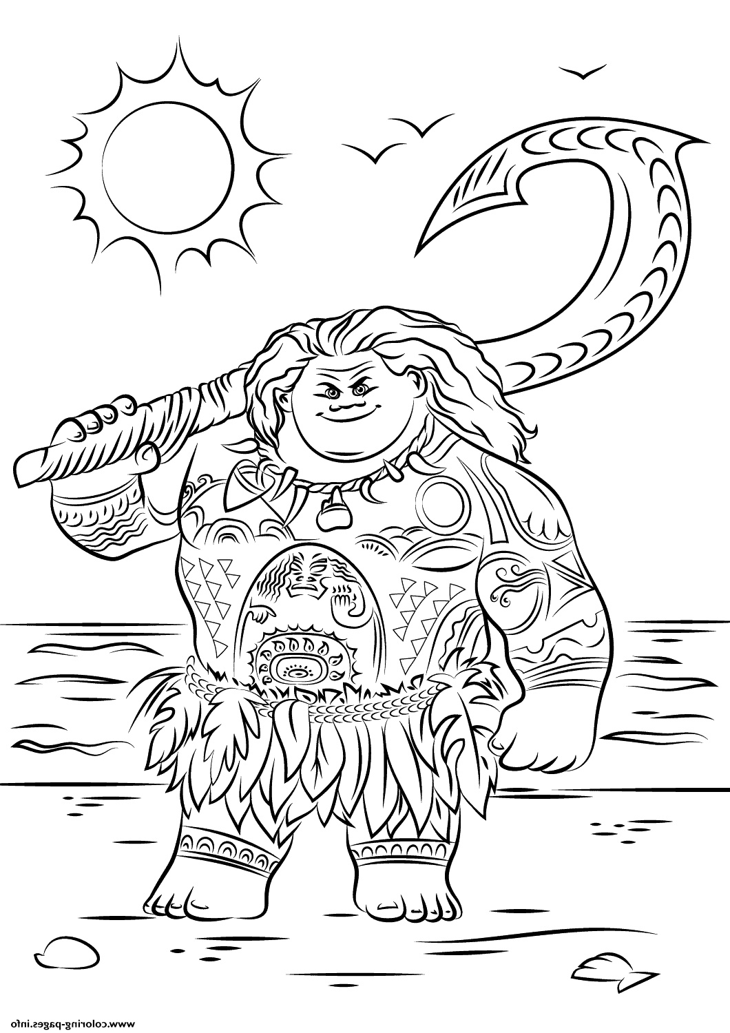 maui from moana cool printable coloring pages book