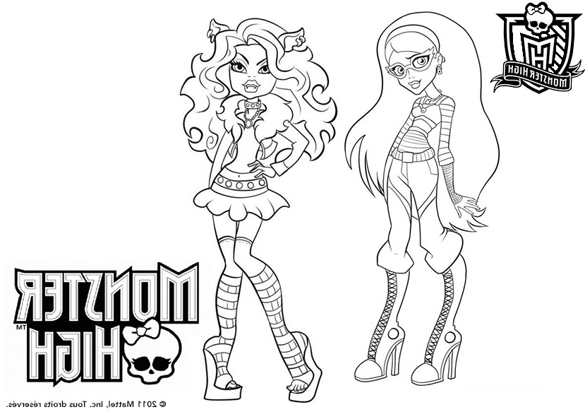 coloriage monster high goulia yelps et clawdeen wolf