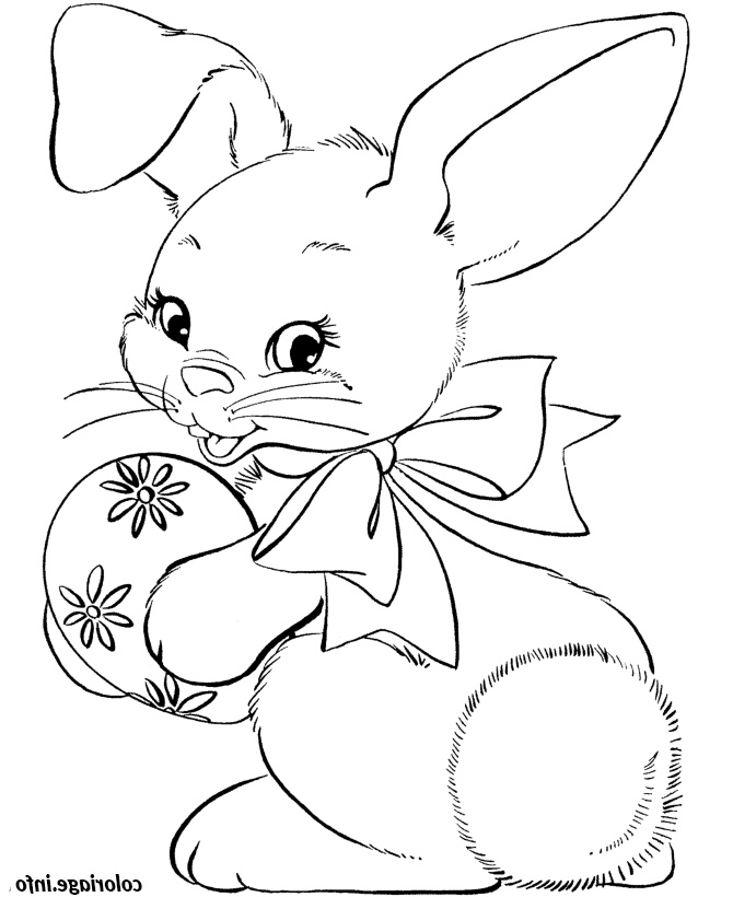 lapin de paques avec oeuf coloriage dessin 8685