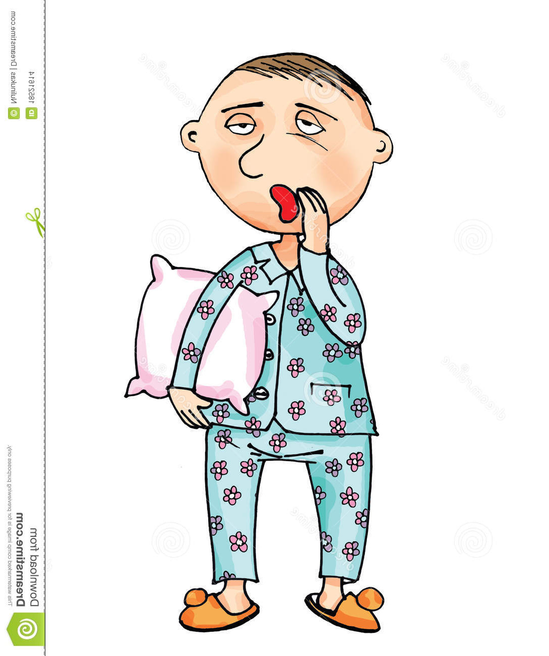 images stock homme dans les pyjamas et un oreiller image