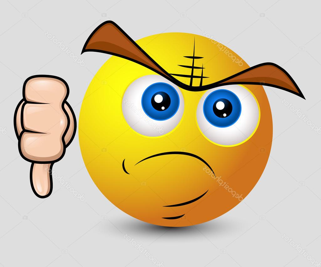 stock illustration angry smiley showing thumb down