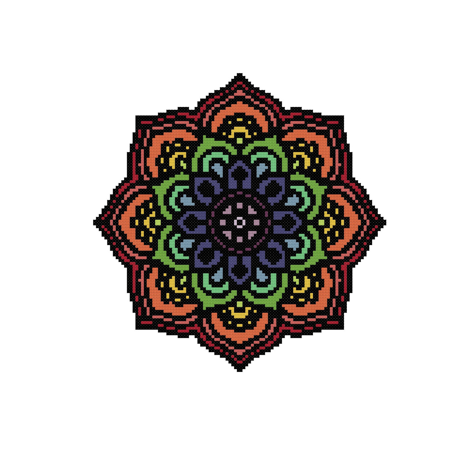 rainbow mandala cross stitch pattern