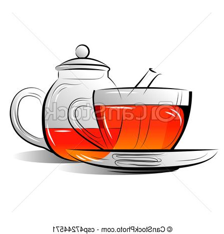 tasse thé théière fond blanc dessin