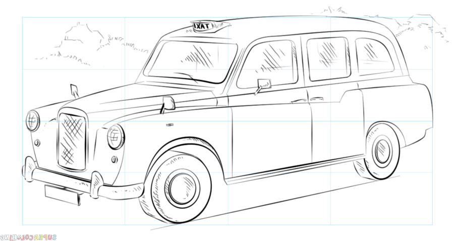 how to draw a london taxi cab