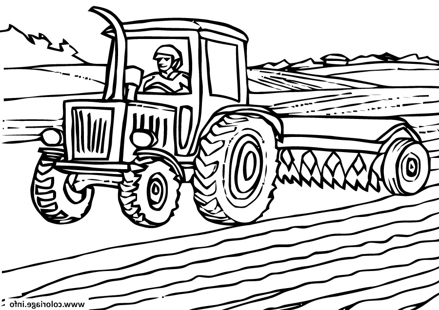 fermier tracteur en action coloriage