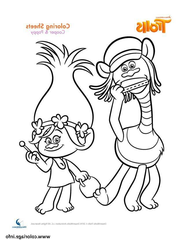 cooper and poppy trolls coloriage