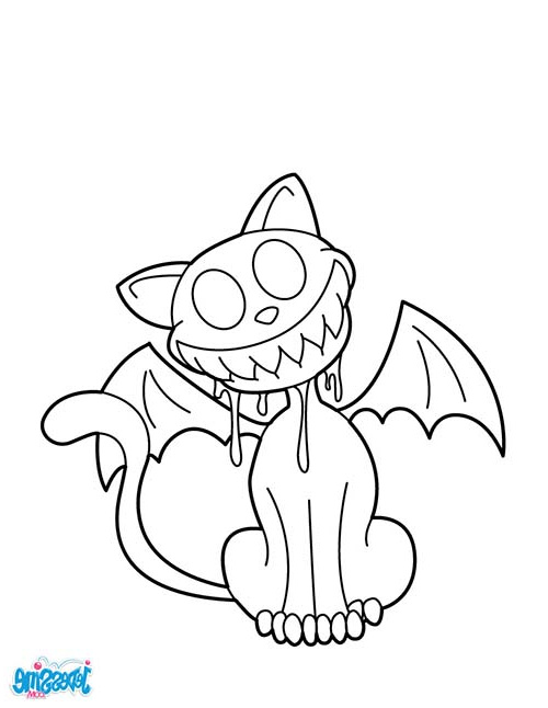 coloriage chat halloween chat vampire souriant
