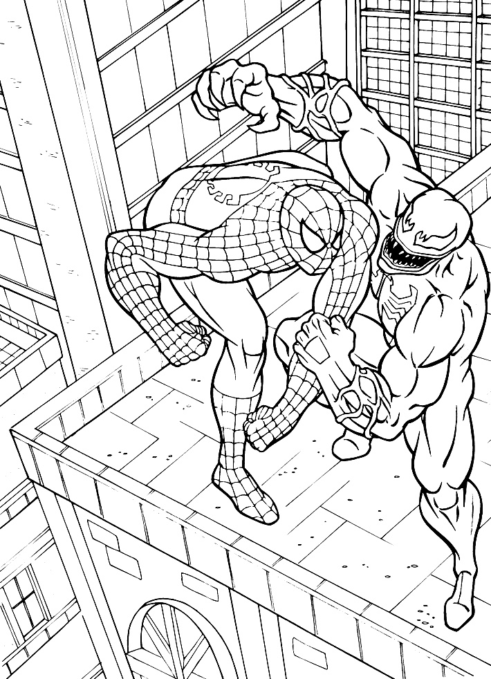 coloriage spiderman contre venom
