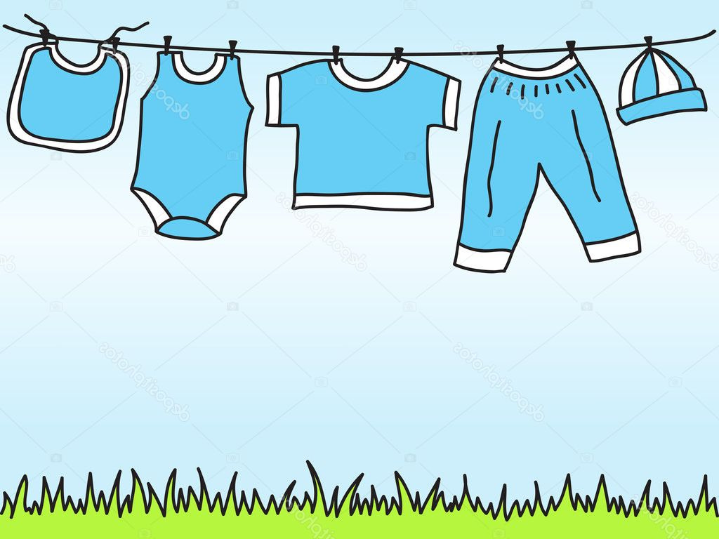 stock illustration baby boy clothes on clothesline