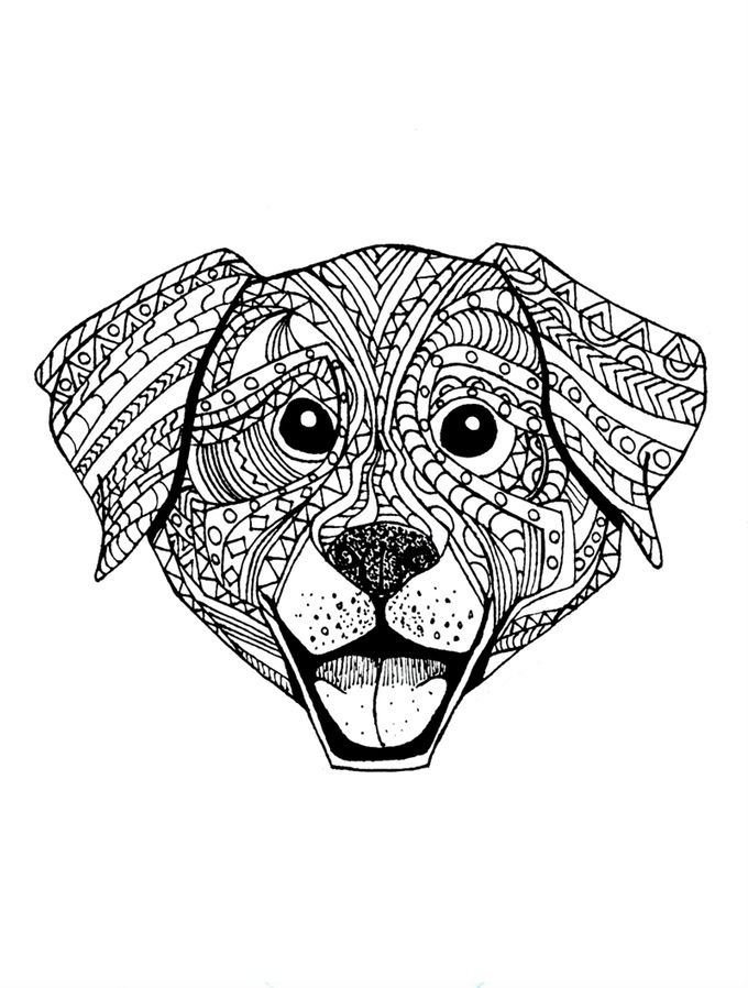 coloriage mandala chien