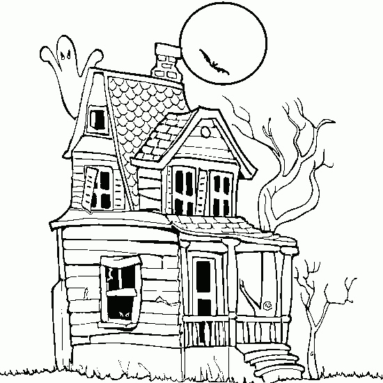 dessin halloween coloriage maison hantee